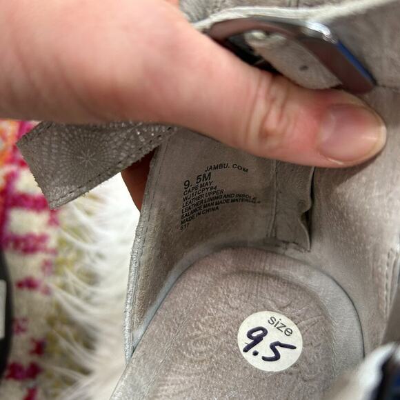 Jambu Silver Gray Leather Strappy Ankle Gladiator Sandal 9.5 - Picture 9 of 9